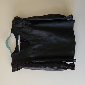 Entro checkered blouse with sheer sleeves and ruffled shoulders size sma…